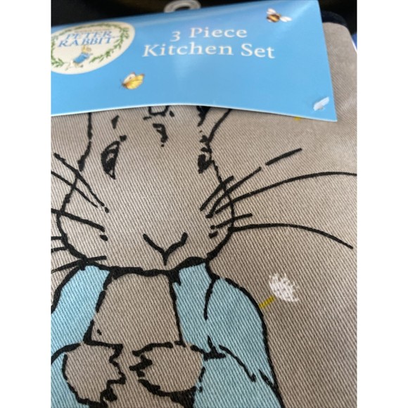 Beatrix Potter Peter Rabbit 3 Pc  Oven Mitt And Kitchen Towels New 100% Cotton - Picture 2 of 3